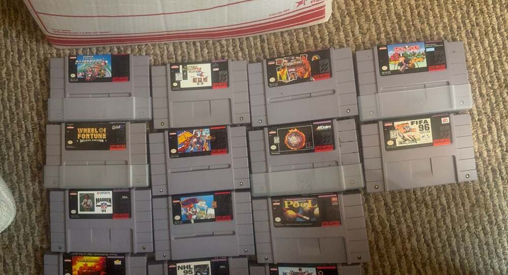 Lot of 14 Super Nintendo SNES Games Including Super Mario Kart and NBA Jam T.E.